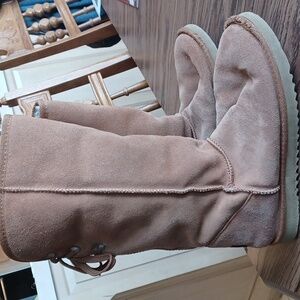 Ukala Suede, Merino Wool Lined Boots, Back Lace-up, Sz 10